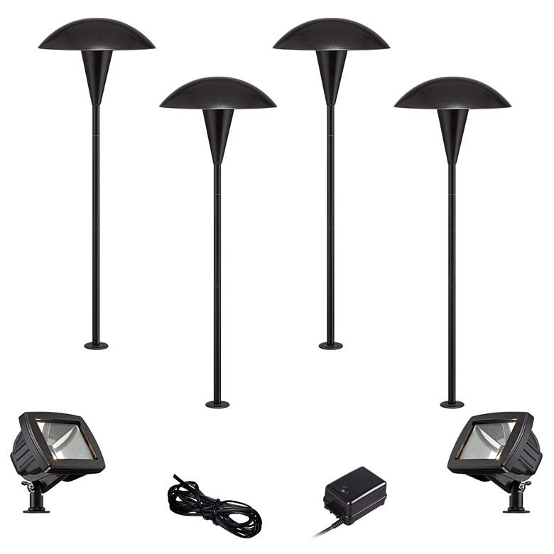 Image 1 Mushroom Black 8-Piece LED Path and Flood Light Set