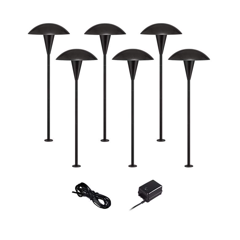 Image 1 Mushroom Black 8-Piece Outdoor LED Landscape Lighting Set