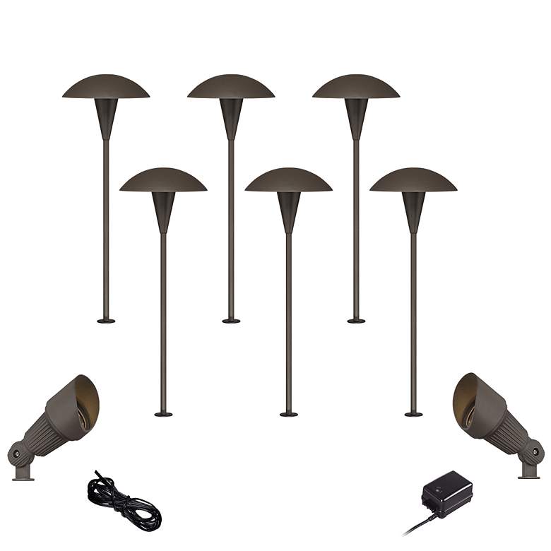 Image 1 Mushroom Bronze 10-Piece Outdoor LED Landscape Lighting Set