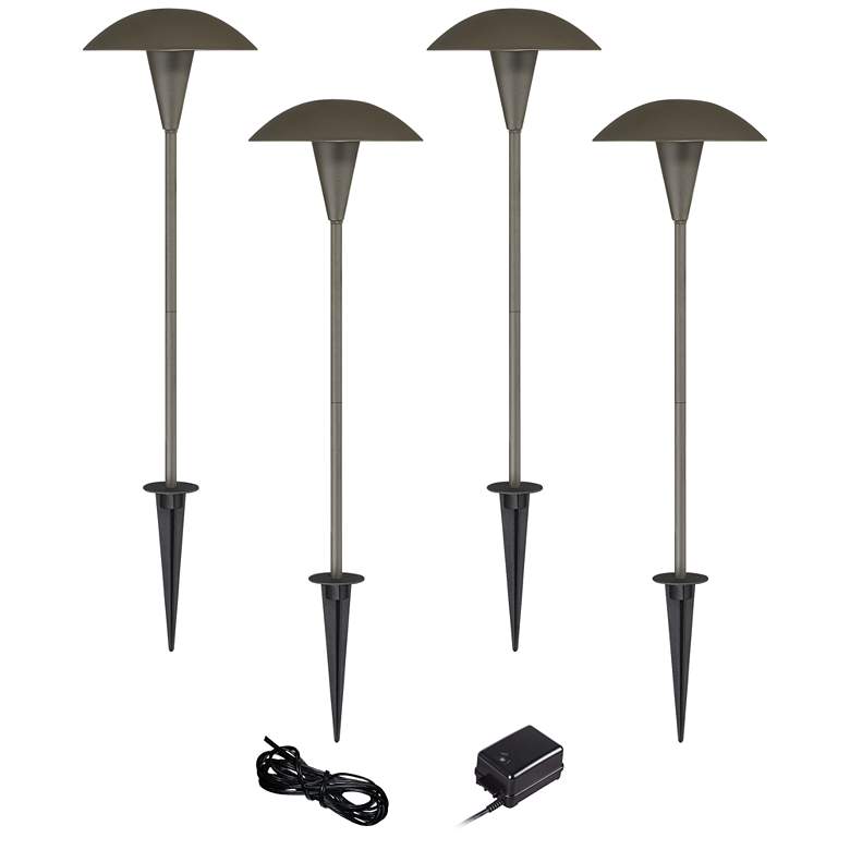 Image 1 Mushroom Bronze 6-Piece LED Landscape Lighting Set