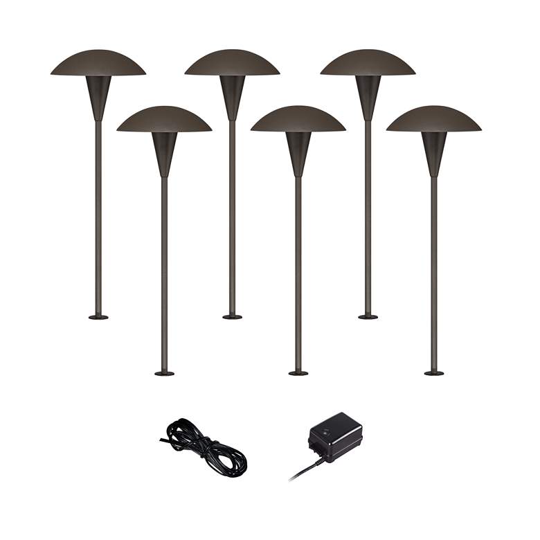 Image 1 Mushroom Bronze 8-Piece Outdoor LED Landscape Lighting Set