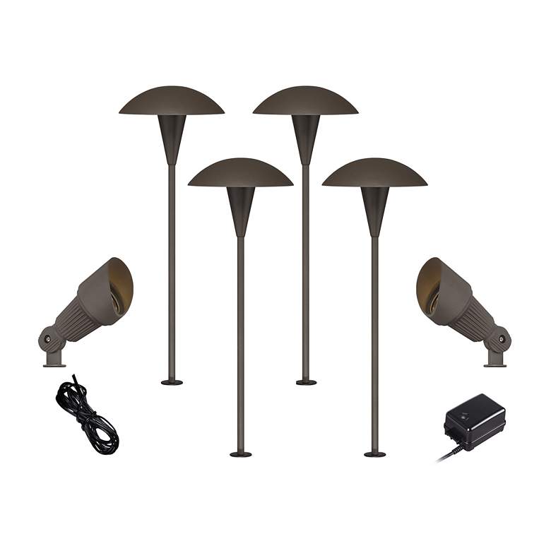 Image 1 Mushroom Bronze and Spotlight 8-Piece LED Landscape Set