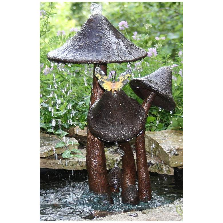 Image 1 Mushrooms 19" High Cast Brass Fountain Pond Spitters