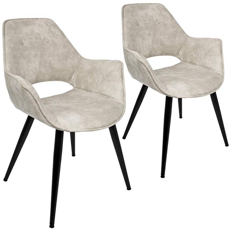 Image 1 Mustang Beige and Metal Tufted Accent Chair Set of 2