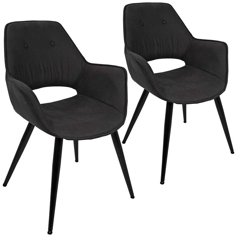 Image 1 Mustang Black and Metal Tufted Accent Chair Set of 2