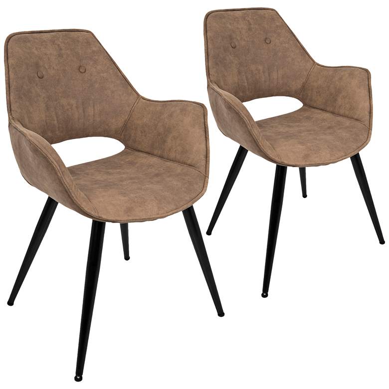 Image 1 Mustang Brown and Metal Tufted Accent Chair Set of 2