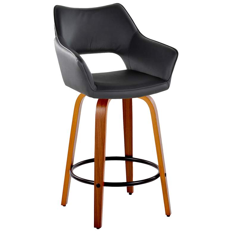 Image 3 Mustang Counter Stool in Walnut and Black PU with by LumiSource Pair more views