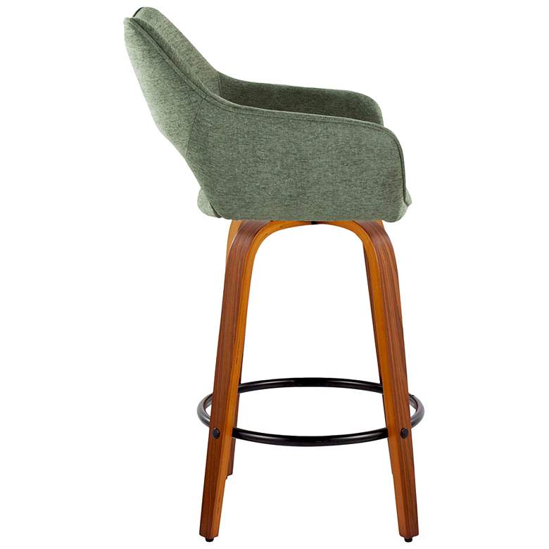 Image 4 Mustang Counter Stool Walnut Green Fabric with by LumiSource Pair more views