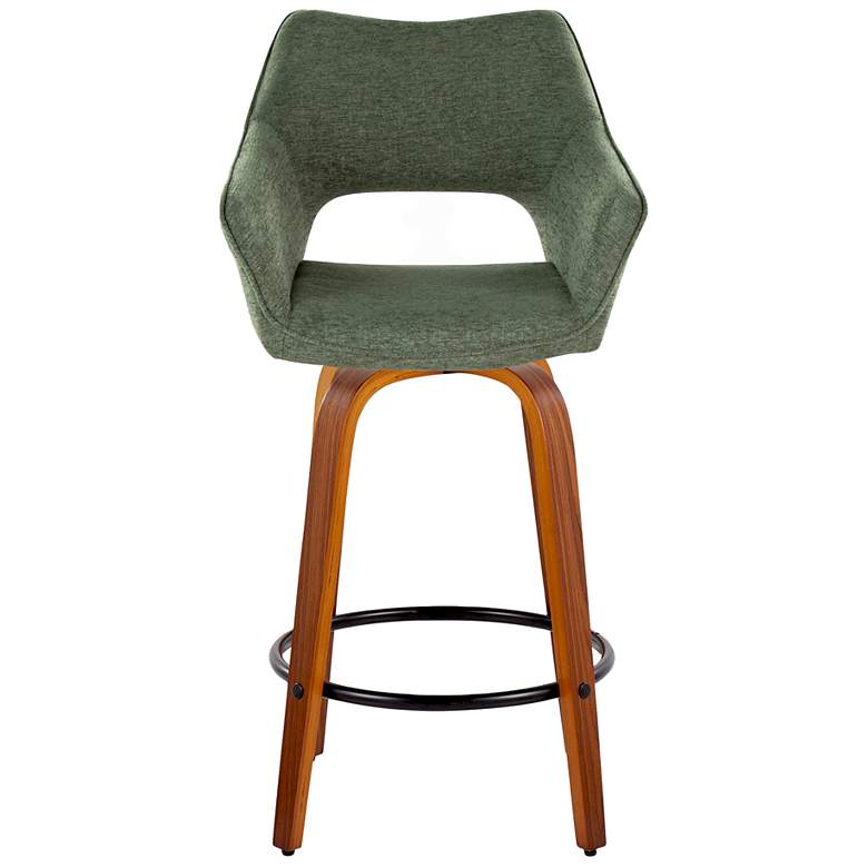 Image 7 Mustang Counter Stool Walnut Green Fabric with by LumiSource Pair more views