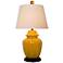 Mustard Yellow with Beige Empire Shade Porcelain Table Lamp