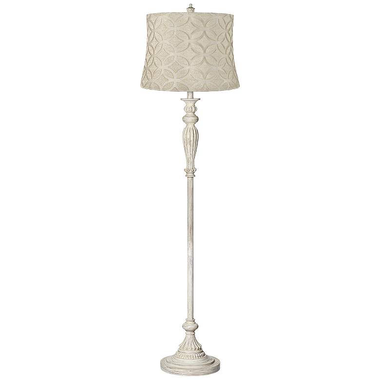 Image 1 Muted Gold Circle Shade Antique White Floor Lamp