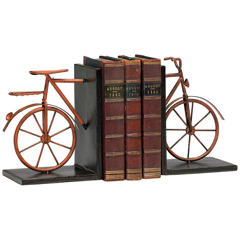 Image 1 Muted Rust Finish Bicycle Bookends Set of 2