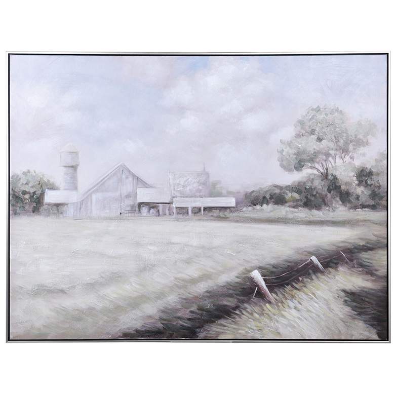 Image 1 Muted Scenic Farmhouse Oil Painting Print On Canvas Framed