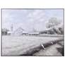 Muted Scenic Farmhouse Oil Painting Print On Canvas Framed