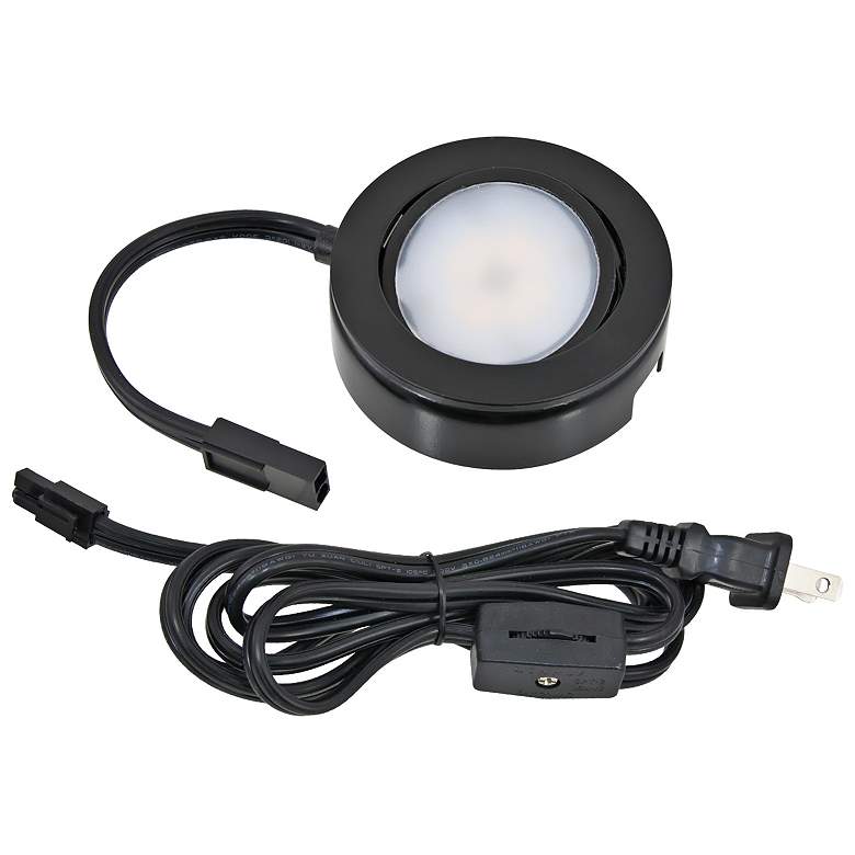 MVP Black Under Cabinet LED Single Puck Light Plug-In Kit