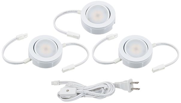 3 light led puck light kit