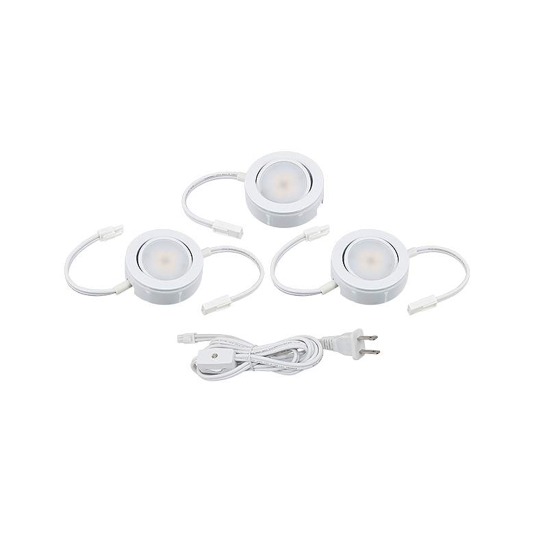 MVP White Under Cabinet LED 3-Puck Light Plug-In Kit
