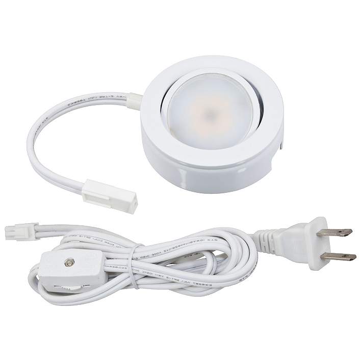 MVP White Under Cabinet LED Single Puck Light Plug-In Kit - #8F060