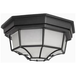 Mxim Crown Hill 10 3/4" Black and Frosted Glass Ceiling Porch Light