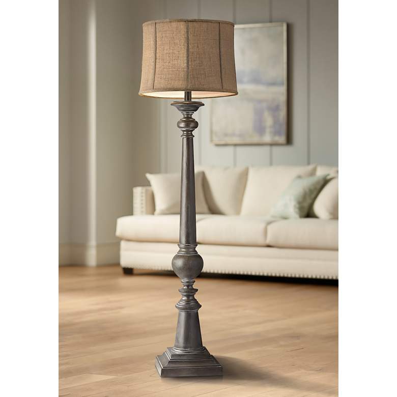 Image 1 Mycroft Black Ash Column Floor Lamp