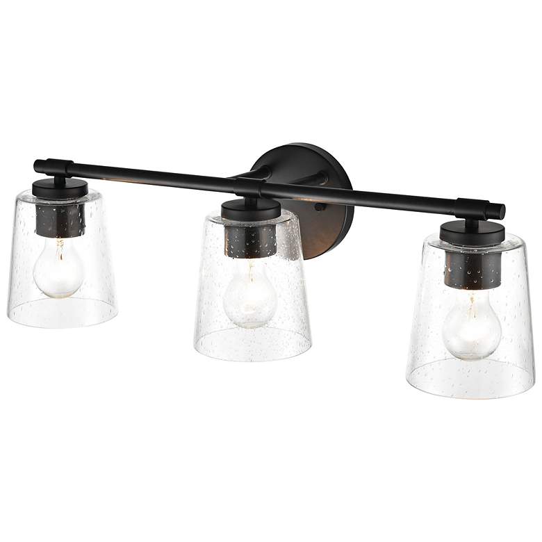 Image 3 Myers 24 1/2" Wide Matte Black 3-Light Bath Light more views