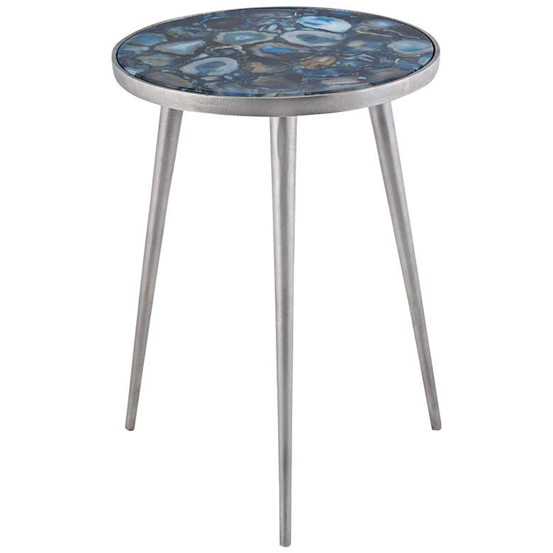 Image 1 Mykonos 14 inch Wide Blue Agate Stone Modern Side Table