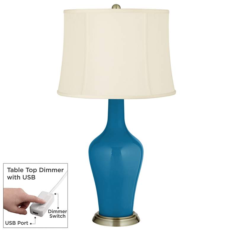 Image 1 Mykonos Blue Anya Table Lamp with Dimmer