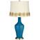 Mykonos Blue Anya Table Lamp with Flower Applique Trim