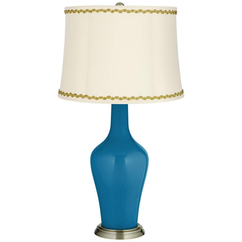 Image 1 Mykonos Blue Anya Table Lamp with Relaxed Wave Trim
