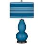 Mykonos Blue Bold Stripe Double Gourd Table Lamp