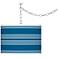 Mykonos Blue Bold Stripe Giclee Glow Plug-In Swag Pendant