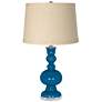 Mykonos Blue Burlap Drum Shade Apothecary Table Lamp