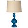 Mykonos Blue Burlap Drum Shade Apothecary Table Lamp