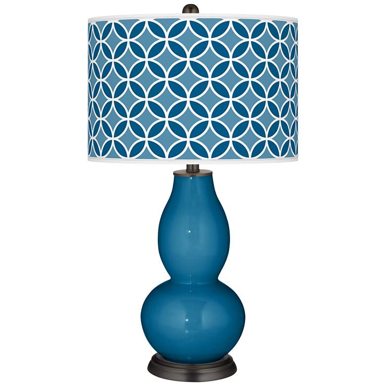Image 1 Mykonos Blue Circle Rings Double Gourd Table Lamp