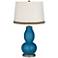 Mykonos Blue Double Gourd Table Lamp with Wave Braid Trim