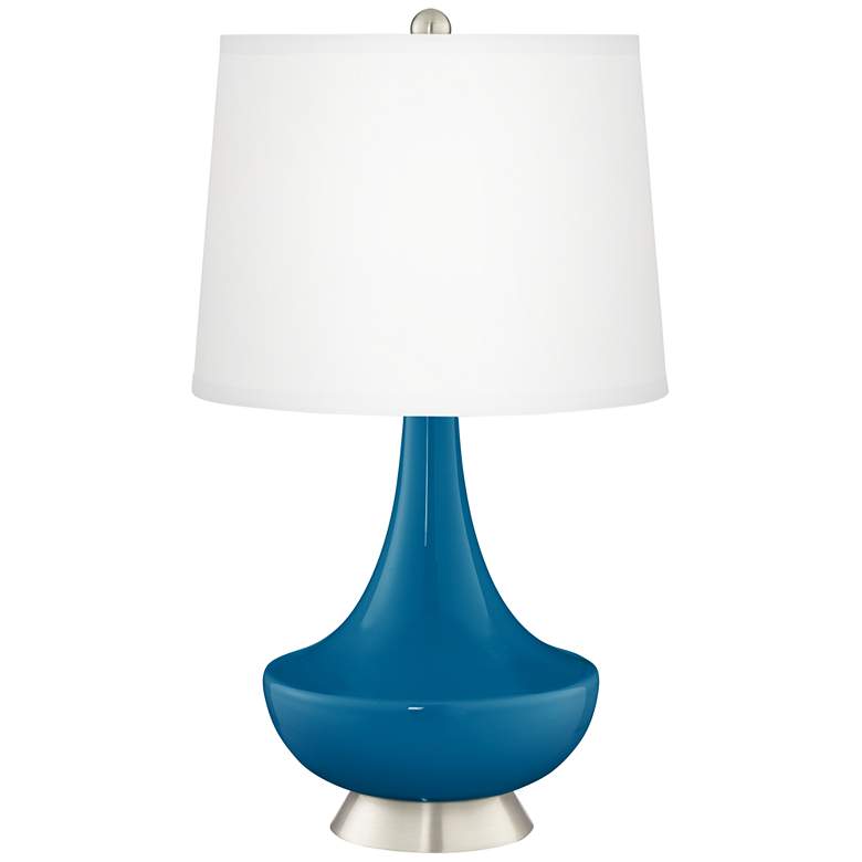 Image 2 Mykonos Blue Gillan Glass Table Lamp with Dimmer