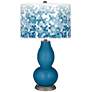 Mykonos Blue Mosaic Giclee Double Gourd Table Lamp