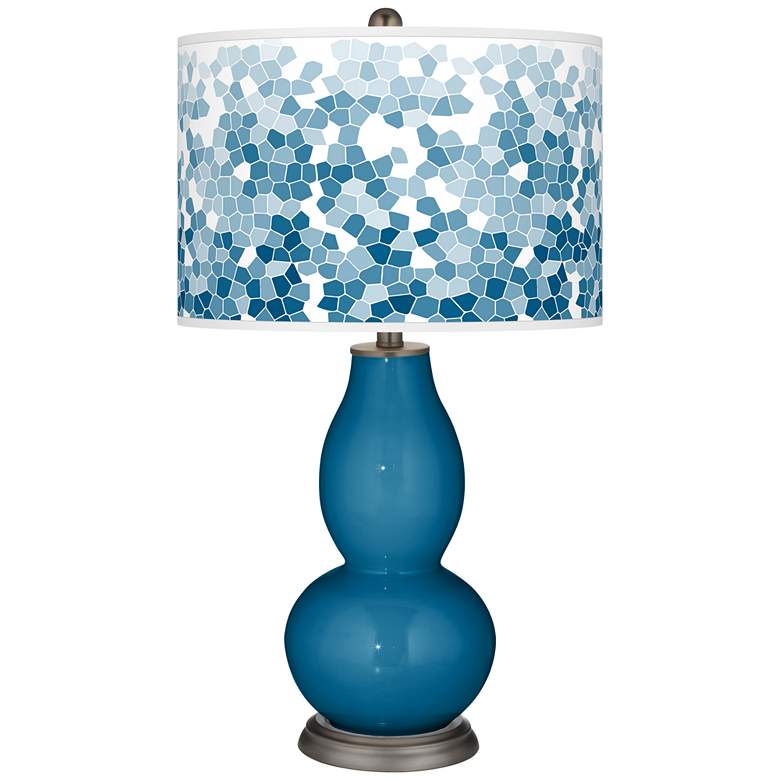 Image 1 Mykonos Blue Mosaic Giclee Double Gourd Table Lamp