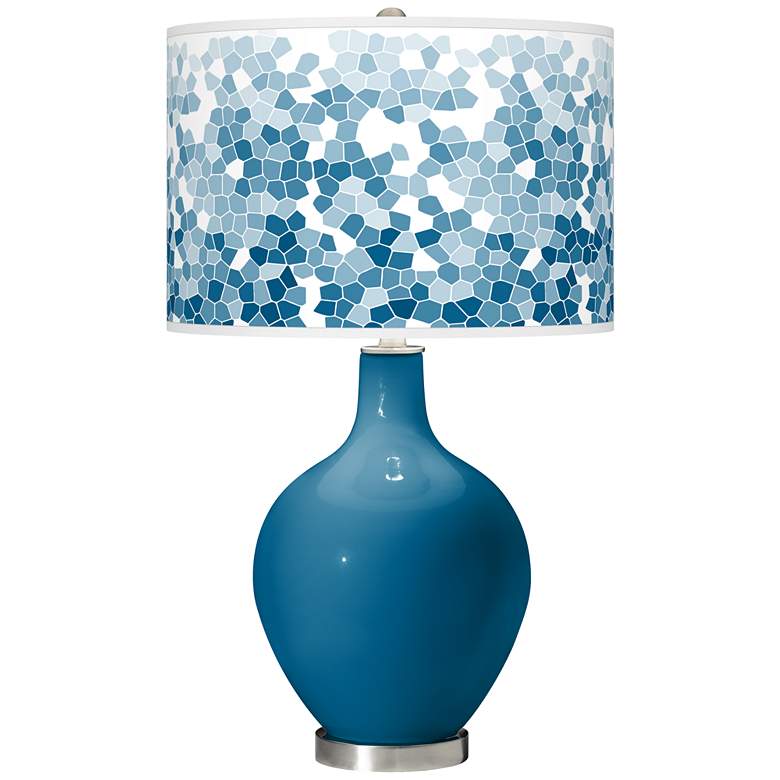 Image 1 Mykonos Blue Mosaic Giclee Ovo Table Lamp