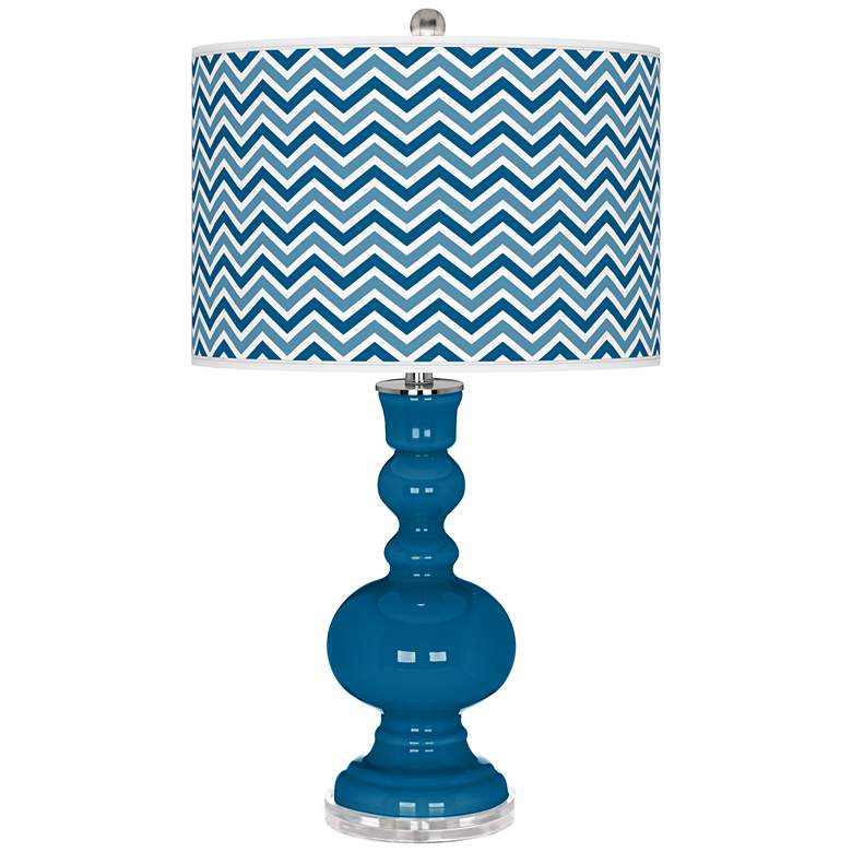 Image 1 Mykonos Blue Narrow Zig Zag Apothecary Table Lamp