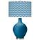 Mykonos Blue Narrow Zig Zag Ovo Table Lamp
