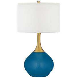 Image1 of Mykonos Blue Nickki Brass Modern Table Lamp