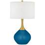 Mykonos Blue Nickki Brass Modern Table Lamp