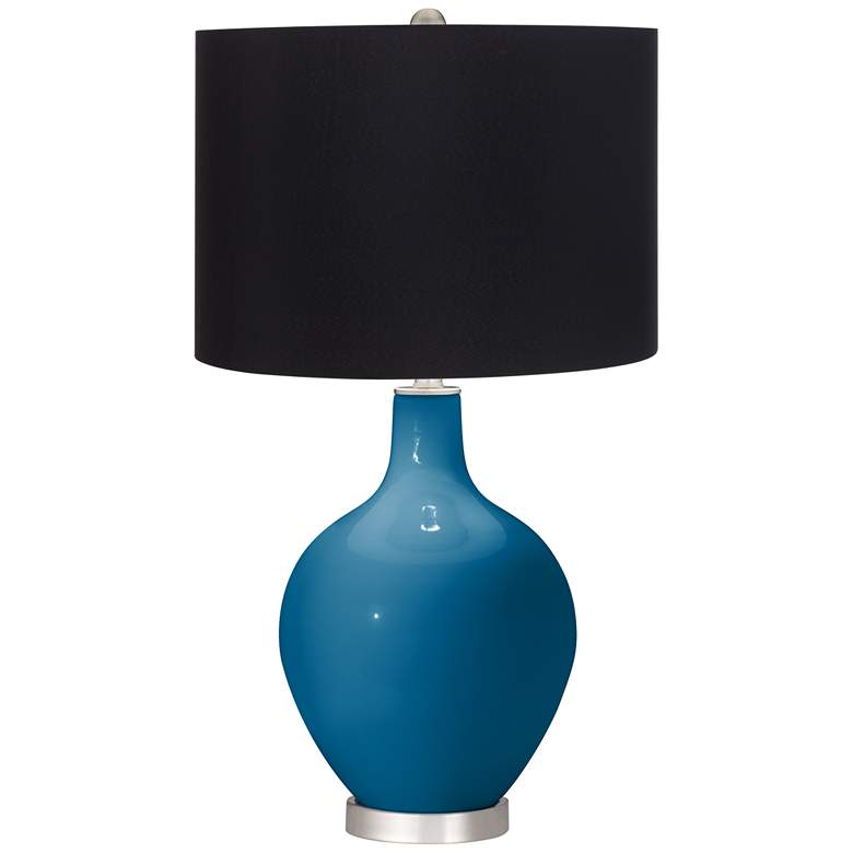 Image 1 Mykonos Blue Ovo Table Lamp with Black Shade