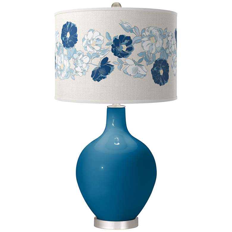 Image 1 Mykonos Blue Rose Bouquet Ovo Table Lamp