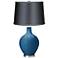 Mykonos Blue - Satin Dark Gray Shade Ovo Table Lamp
