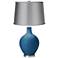 Mykonos Blue - Satin Light Gray Shade Ovo Table Lamp