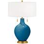 Mykonos Blue Toby Brass Accents Table Lamp with Dimmer
