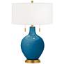 Mykonos Blue Toby Brass Accents Table Lamp