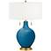 Mykonos Blue Toby Brass Accents Table Lamp